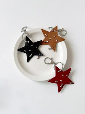 Porte-clés en cuir à clous étoilés, commande de tarte aux pommes.(3color)