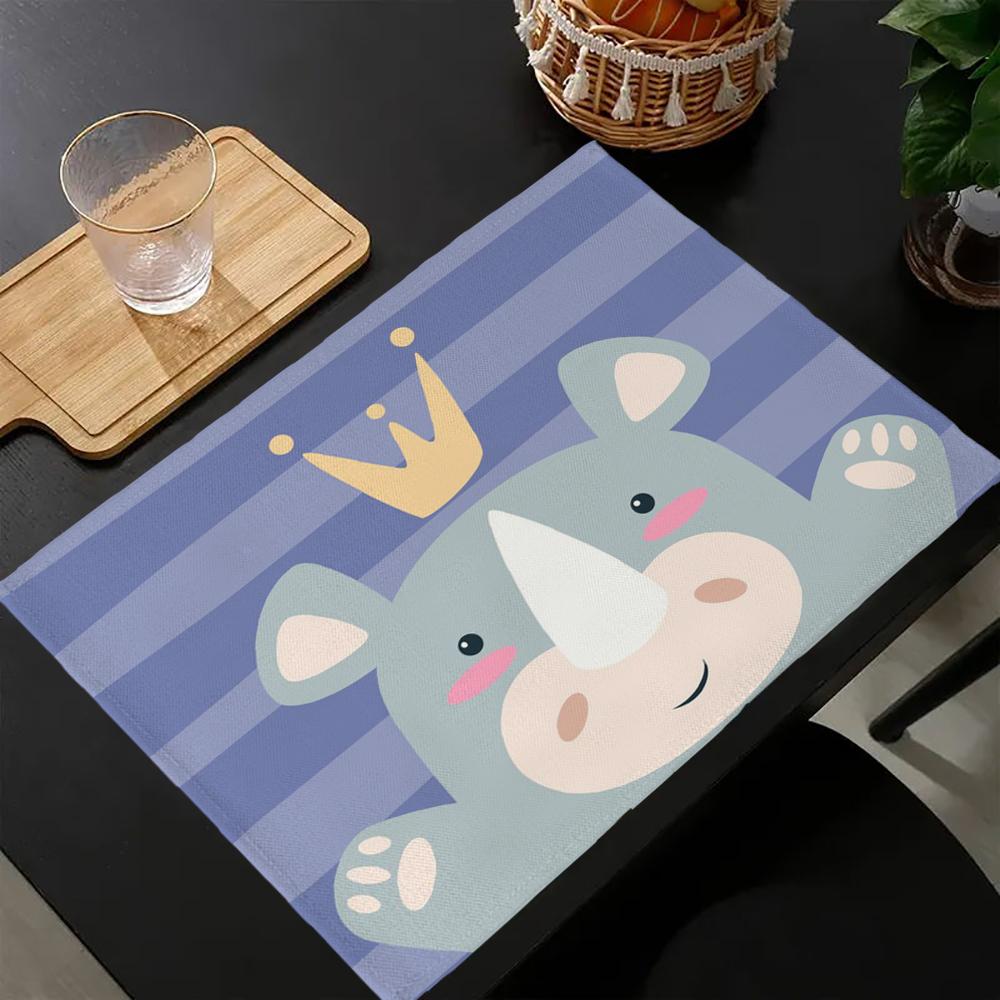 Cartoon Niedliches Tier Leinen Isolierung Westliches Essen Matte Geschirr Matte Feiertags Tischdekoration Untersetzer