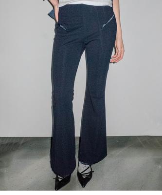 CHICKS Contour Line Bootcut Pants Navy
