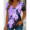 Camiseta de Verano para Mujer Estampado de Flores Retro Manga Corta Camisetas Casuales Tops Estampados