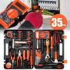 35Pcs Steel Household Electrician Kits Hardware Toolbox Black+Orange New Multifuntional Electric Tools Set