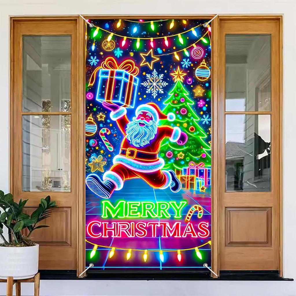 Banner/husă de ușă fluorescentă UV de Crăciun/Fundal/Decorațiune petrecere de sărbători/Pânză decorativă de Crăciun pentru agățat