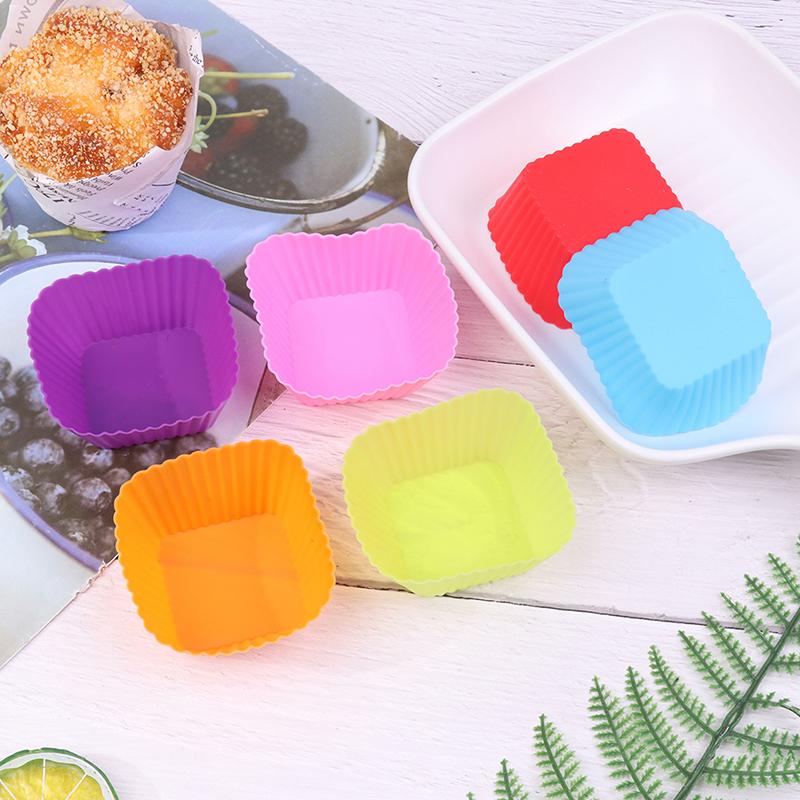1/6Pcs 7Cm Square Shaped Jelly Pudding Mold Muffin Cake Cup Silicone Molds Kitchen Baking Accessories