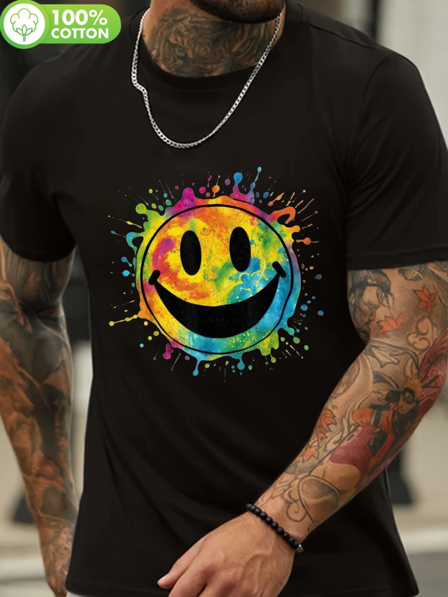 Retro Happy Face Rainbow - 70s Peace Smile T-shirt S