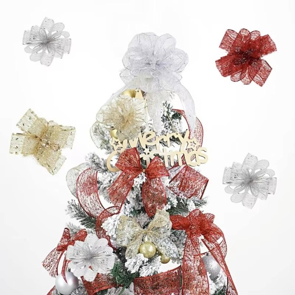 10 Yards/Roll Wired Edge Ribbon Glitter Sequins Organza Ribbon  Christmas Tree Decor