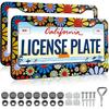 Cute Pink Strawberry License Plate Frames Holder - 2 Pack Fruit Pattern License Plate Holder Universal Aluminum Metal Rust-Proof Waterproof Car