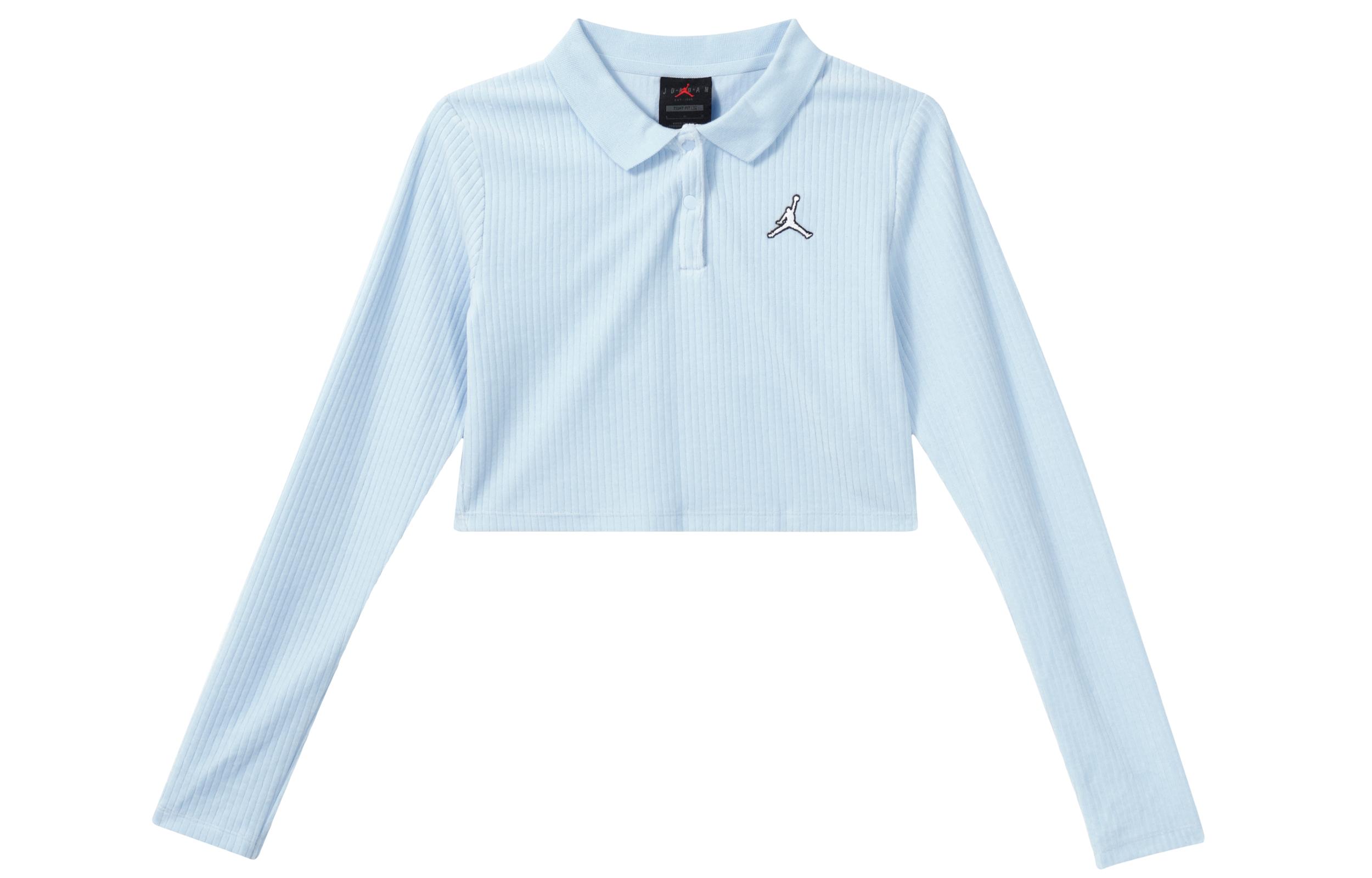 Jordan Crop Tops Women s Ice Blue Polo Collar Moderate DV1401-411 L