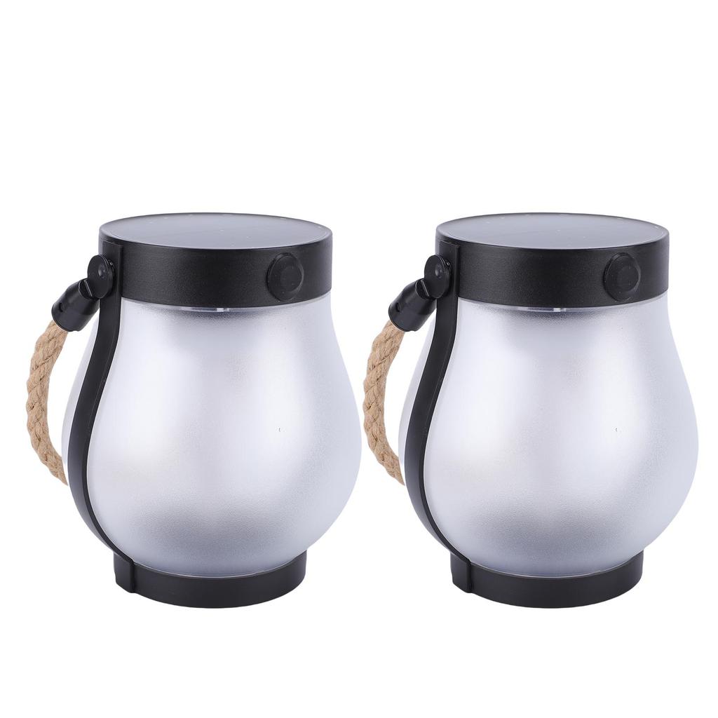 2pcs Solar Lantern Outdoor Lights Solar Powered USB Rechargeable Outdoor Lanterns with Realistic Flickering Fire Hemp