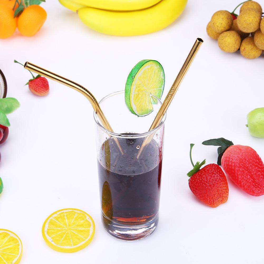 Stainless Steel Metal Reusable Drinking Straws Health Environmental Protection Non-burn Cleaning Brush Kit Kitchen Dining To