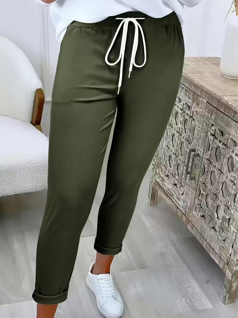 

Women Wide Leg Pants Elastic Drawstring Waist Loose Fit Trousers Breathable Lightweight Casual Summer Solid Color Pants L армія зелений колір