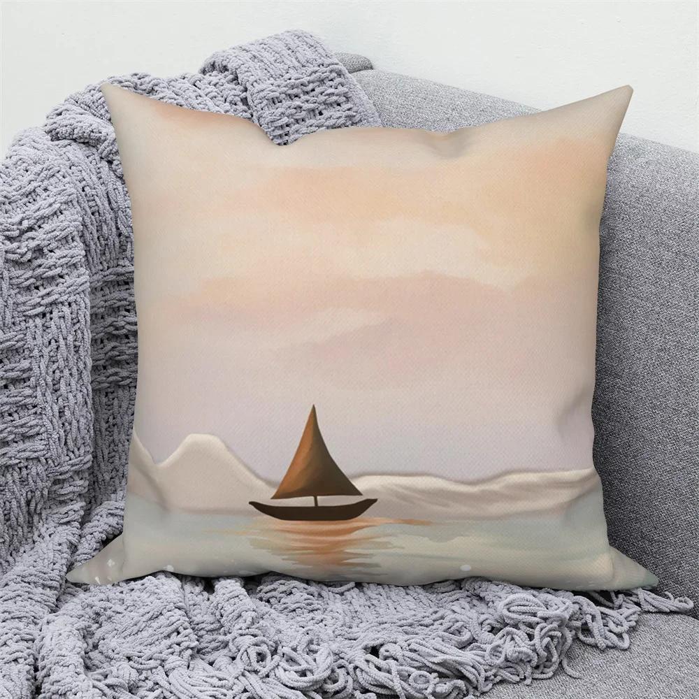 

Декоративный чехол для подушки, украшение для домашнего дивана, красивый пейзаж, наволочка, скандинавский плед 60x60cm красный