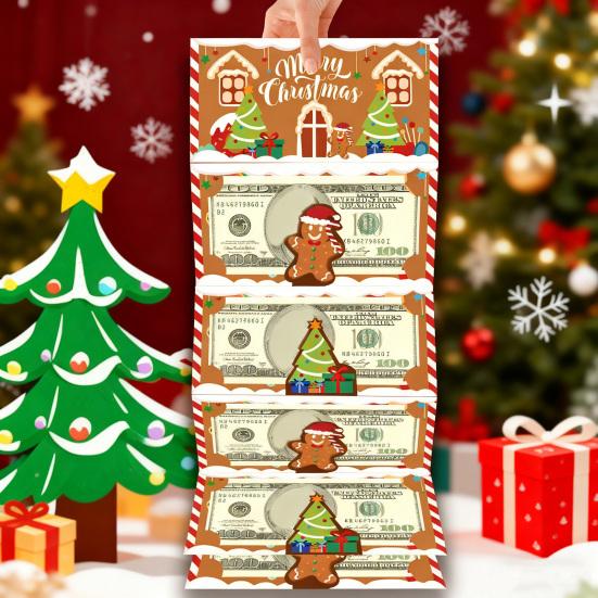 Vánoční červená obálka držák na peníze se 6 přihrádkami DIY sváteční krabička na hotovostní karty překvapení držák na vánoční dárkovou kartu