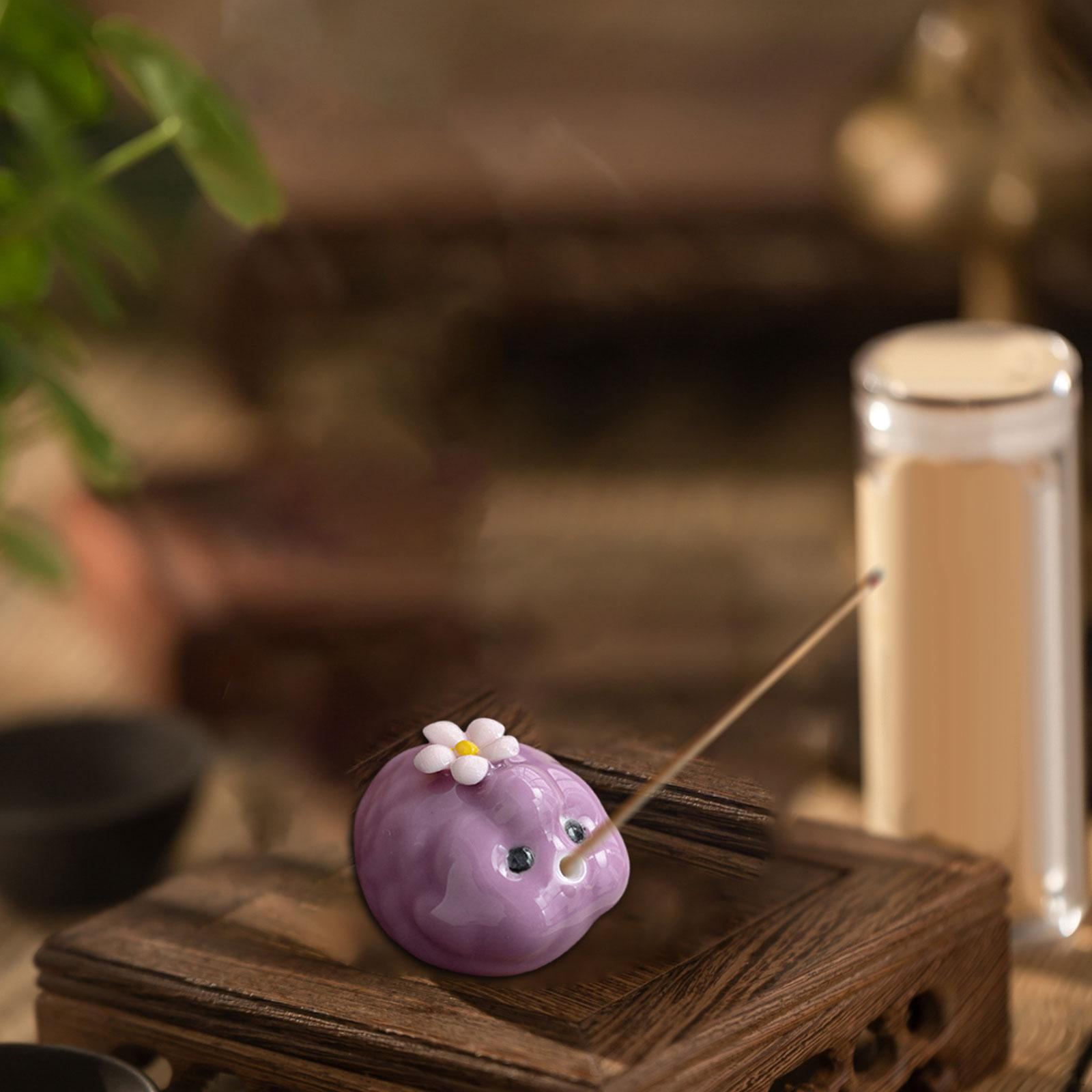 

Mini Statue Aroma Ornament Sticks Holder Modern Ceramic Small Sculpture Tea Pet for Office Room фіолетовий