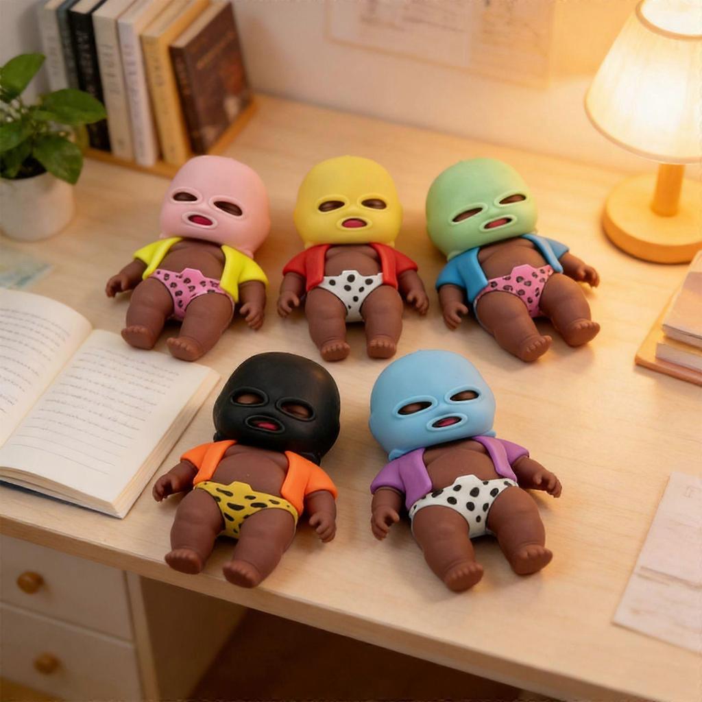 Masked Sand Doll Stretch Toy  Squeeze & Splashing Stress Reliever Toy for Decompression, Relaxing Fidget Toy for Kids & Adults