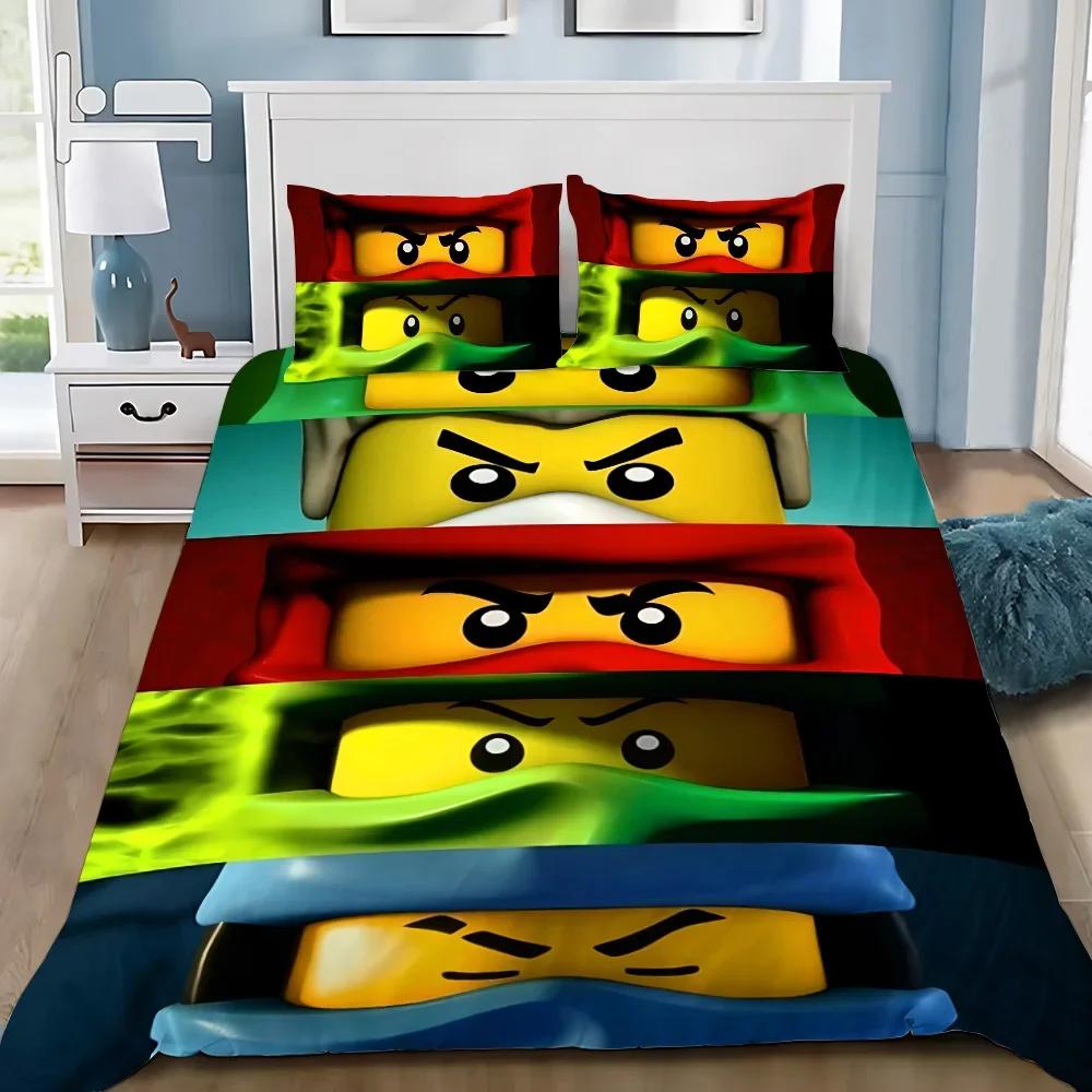 Set lenjerie de pat N-ninjagos Față de pernă Desen Animat Joc Set lenjerie de pat Băiat Fată Decor Cameră Copii Cadou Copii Dimensiune Single Dublu Mare