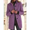 Womens Vintage Solid Color Button-Up Stand Collar Wool Blend Coat Winter 2026