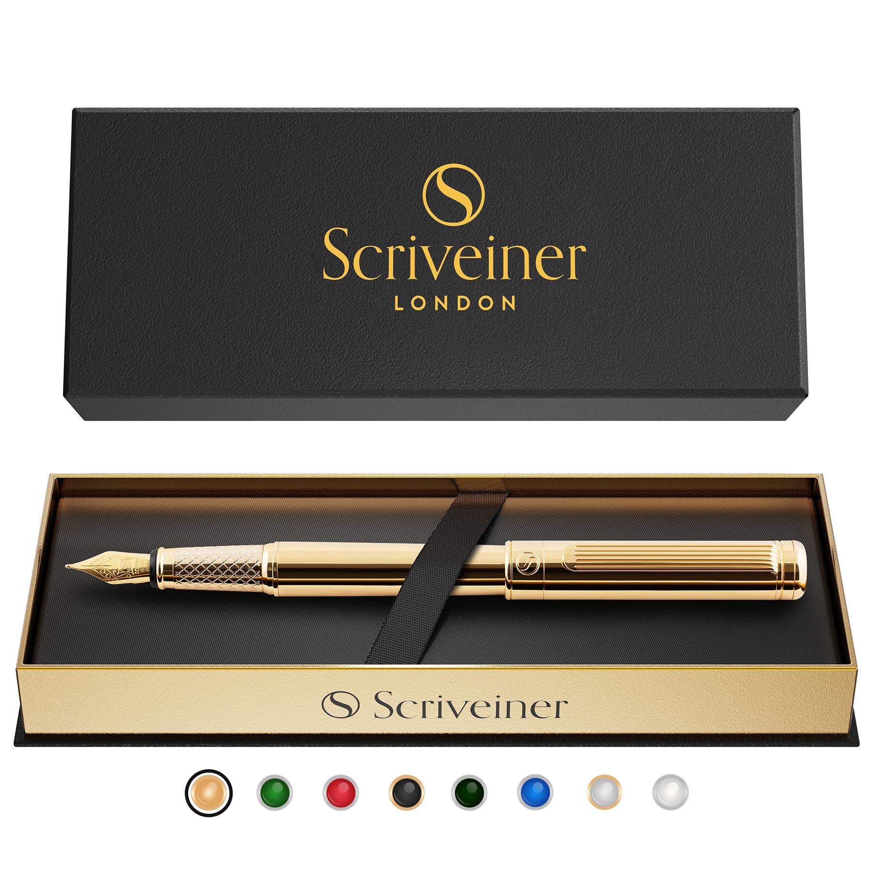 

Scriveiner Роскошная перьевая ручка Потрясающая роскошная ручка с настоящим золотым пером Schmidt Идеальный подарочный набор для мужчин и и более - Отделка, Позолоченная (хорошо золотой