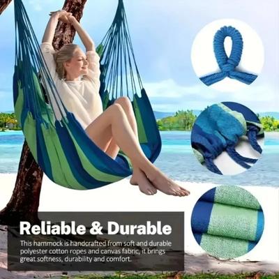 1 Set Hammock Chair with Storage Bag Ropes Hold Up To 200Kg Waterproof Canvas Hanging Chair Indoor Outdoor Ceiling Tree Hanging Swing Chair