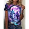 Women's Tee - Glowing Purple & Blue Butterfly Graphic, Mystical Night Garden Design for Casual Daily Wear