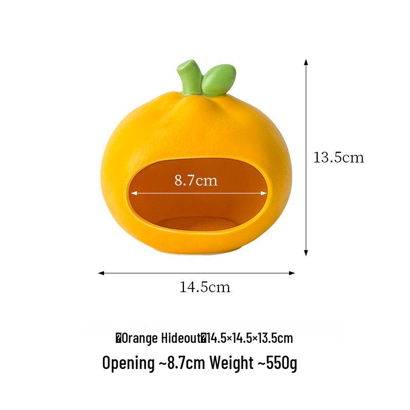 Orange Shaped Hamster Hideout – Ceramic Cooling Nest for Small Pets