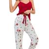 Europe and the United States Hot-selling Love Sexy Loungewear Sling Vest Pajamas Women Can Wear Trousers Set