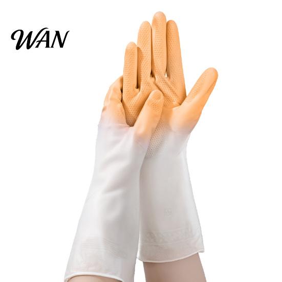 Reusable Gloves 1 Pair Household Cleaning Waterproof Anti-Slip Protective with Extended Cuffs Dishes Kitchen Anti-slip оранжевый