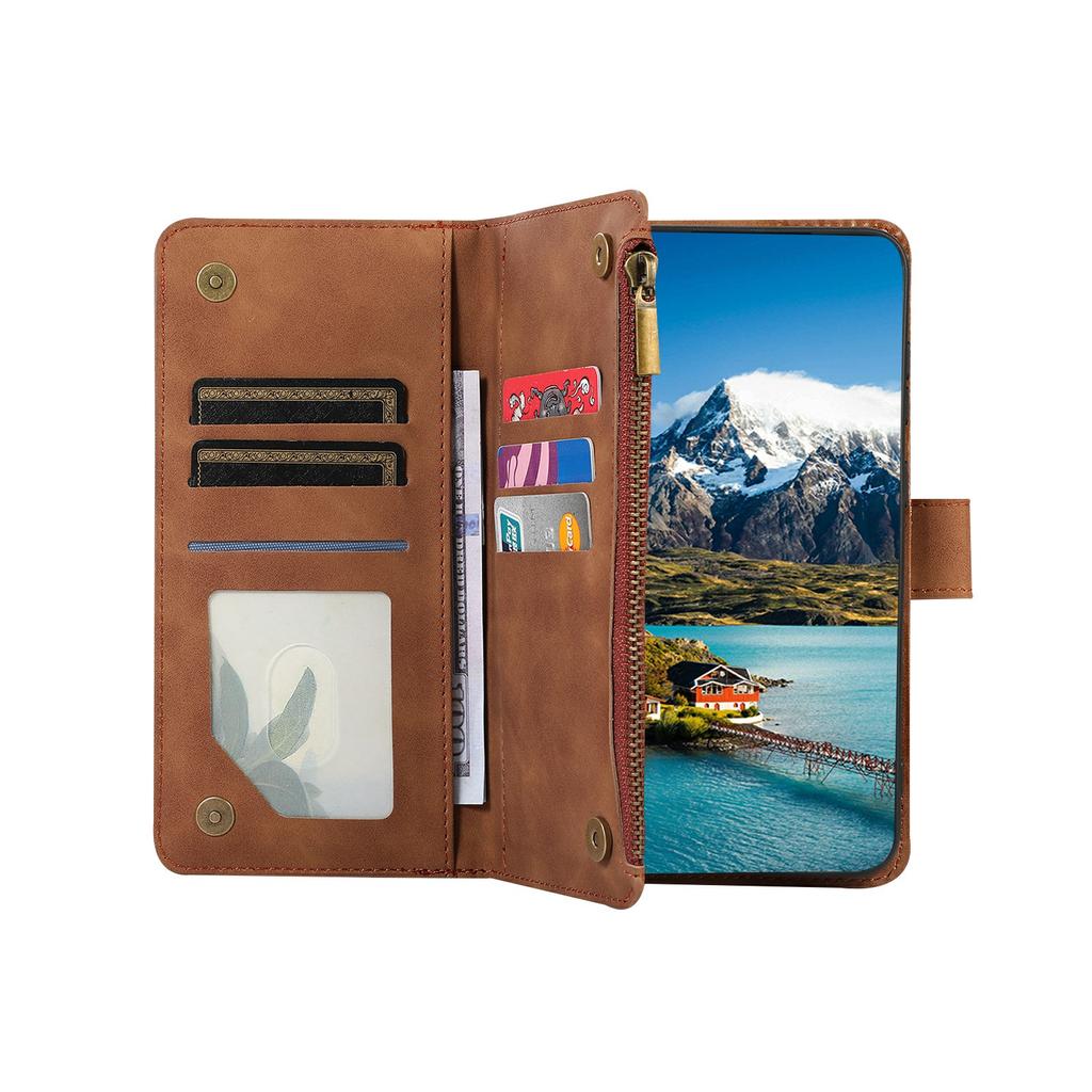 For iPhone 17 Pro Case 9 Card Slots Rhombus Design Leather Phone Cover with Wrist Strap