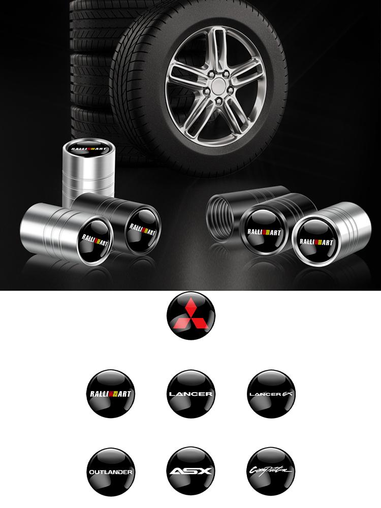 cxjvah1 4Pcs Car Wheel Tire Valve Stems Cap Badge Accessories For Mitsubishi 9 Ralliart EX ASX L200 Colt Outlander Pajero Lancer Eclipse