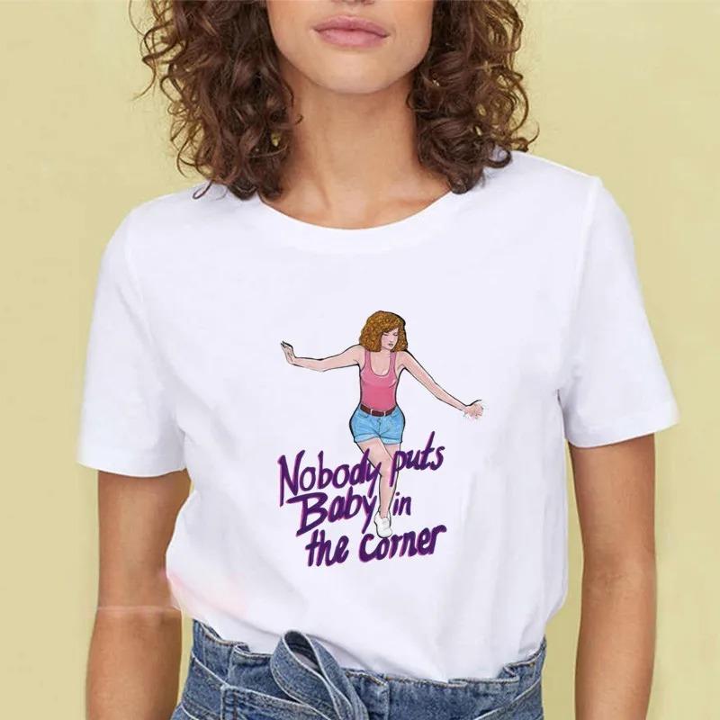 Dirty Dancing Vit Mode Dam T-shirts Harajuku Kawaii Kläder Kortärmad Sommar T-shirts Vardaglig Koreansk Fe Unisex Toppar Rund Hals