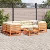 7 Piece Garden Sofa Set with Cushions Wax Brown Pine Wood