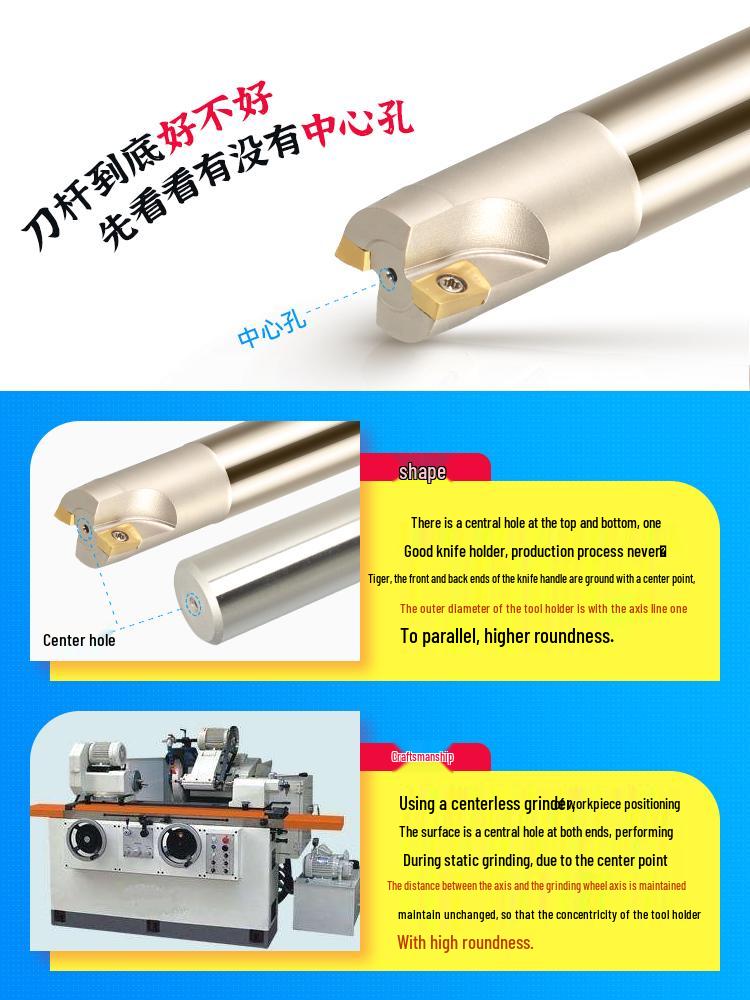 400R Anti-Vibration CNC 1604 Fly Cutter Shank, R0.8 Right Angle Square Shoulder Milling Tool Holder