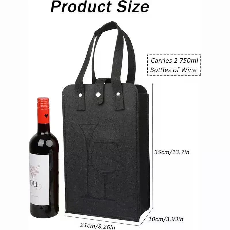 Felt Wine Bottle Bag Double Bottles Great Load Bearing Handheld Beverage Packaging Handbag Gift Wrap Storage Pouch Wine Tote Bag