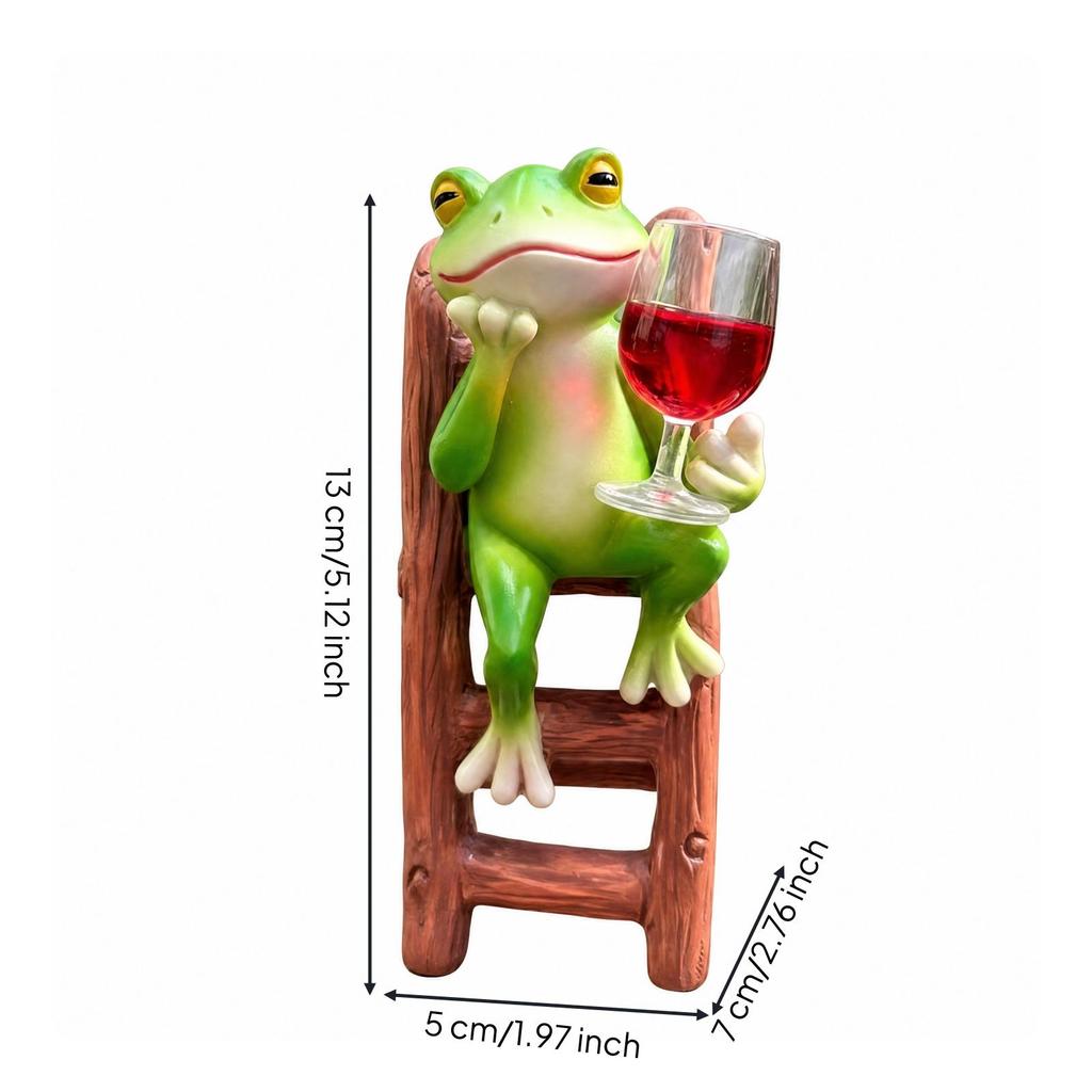 Cartoon Frog Ornament with Ladder Cute for Courtyard, Terrace