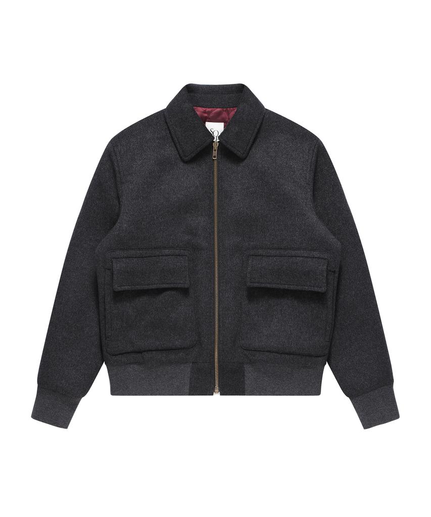 Solew Wool Blouson Jacket_Charcoal