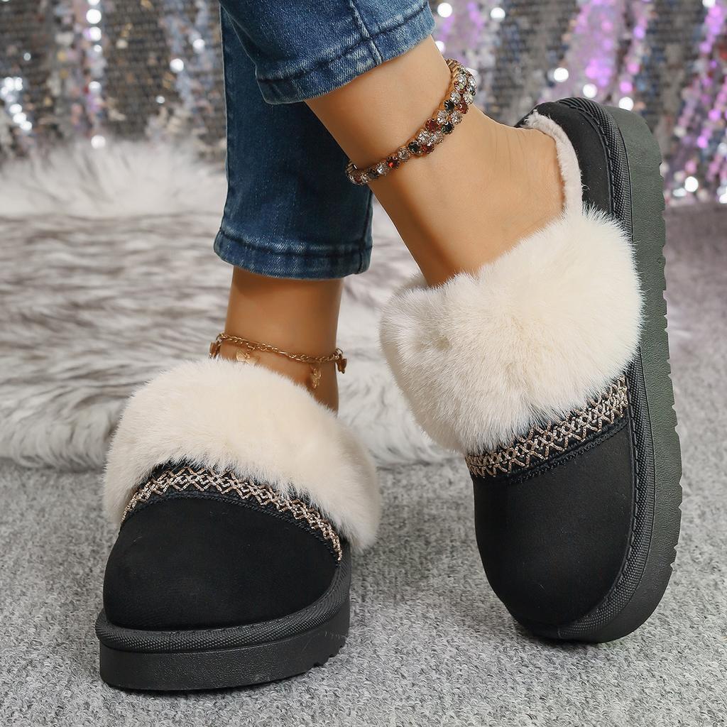 Retro ethnic wind cotton slippers 22 winter new outer wear thick-bottomed velvet thermal bag head slippers