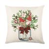 Christmas Plant Flower Pillow Cover Polyester Home Letter Print Sofa Cushion Cover Pillow