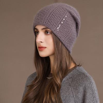 Hat Winter Women's Knitted Pullover Ear Protection Knitted Hat Fashion Foreign Style Warm Rabbit Wool Hat