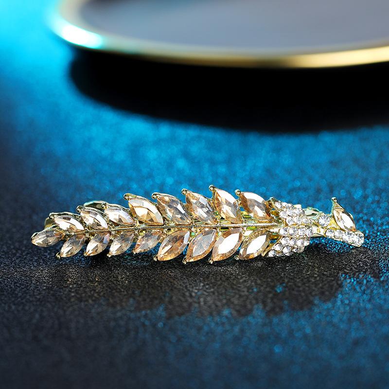 

Роскошные искусственные пружинные заколки со стразами для женщин, элегантные заколки в виде листьев и цветов для свадебных головных уборов