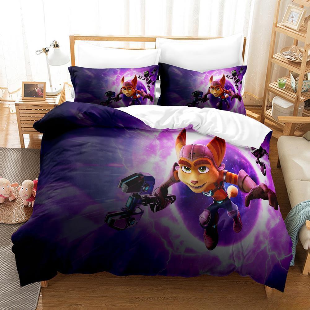 3D-Druck Spiel Ratchet & Clank Rift Apart Bettwäsche-Kollektion Einzelbett Twin Full Queen King Size Bett Kollektion Schlafzimmer für Erwachsene und Kinder Bettbezug-Kollektion