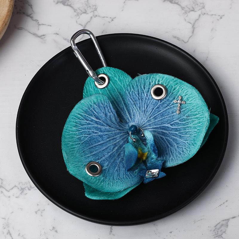 Sweet Creative Phalaenopsis Orchid Keychain Exquisite Simulation Flower Pendant Key Ring Handbag Hangings Decoration Gifts