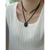 Ebony Oval Necklace: Retro Simple Pendant with Light Luxury and Exquisite High-end Feel Sweater Chain