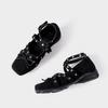 Spring Autumn Rivet Strap Buckle Faux Suede Bowknot Women Ballet Flats Mary Janes Walking Loafers Casual Girls Shoes