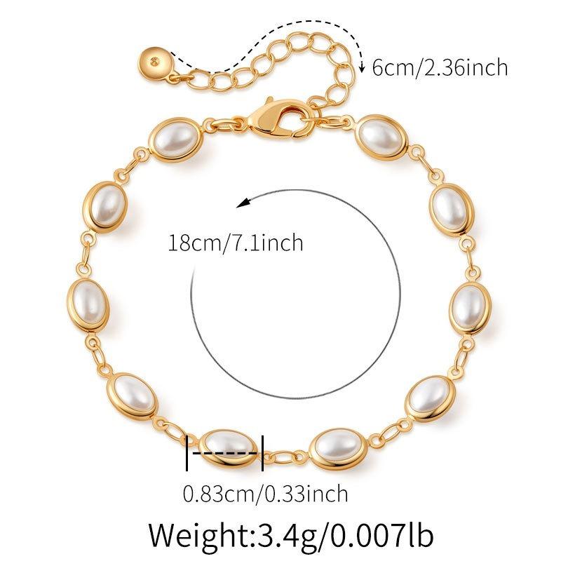 Gold Plated Color Retention Faux Pearl Elegant Women Bracelet