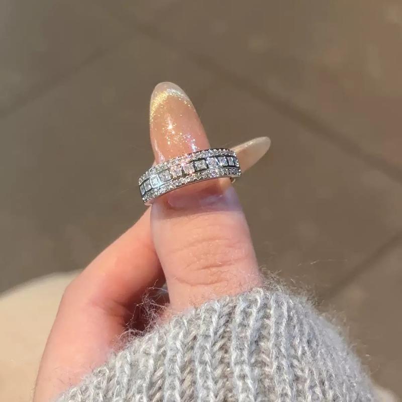 1PC Environmentally Friendly Row Diamond Zircon Micro-inlaid Ring Niche Design Fashion Light Luxury Exquisite High Sense Daily Versatile Index Finger