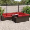 VidaXL Garden Lounge Set 8pcs with Brown Cushions Wicker Acacia, Outdoor Sofa Set, Garden Furniture 3326875