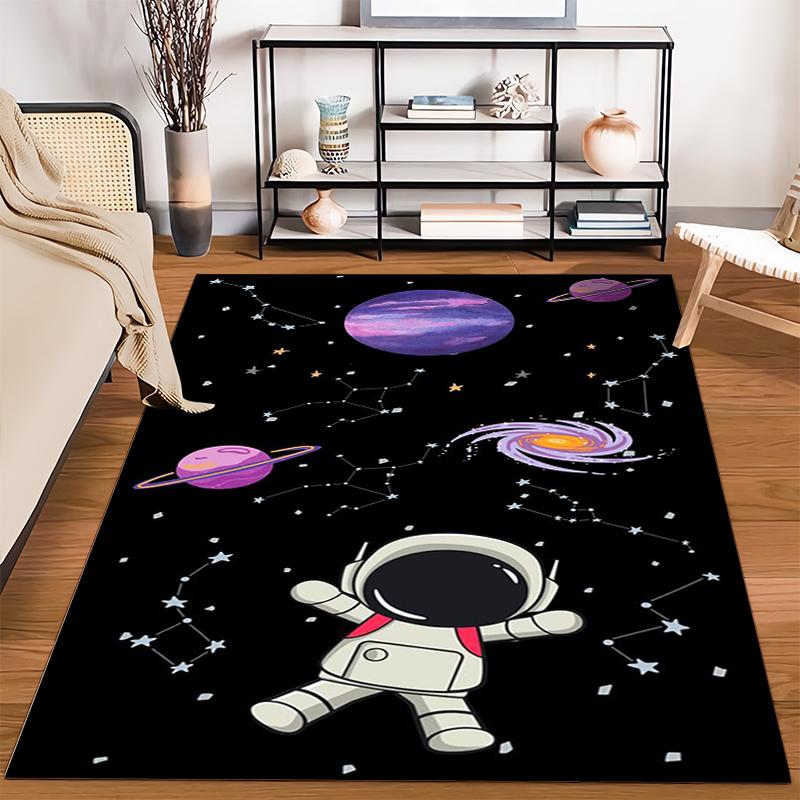 Astronaut Galaxy Printed Carpet with Star Constellations Black Backdrop Suitable for Use As an Anti-slip for Living Room Bedroom Sofas