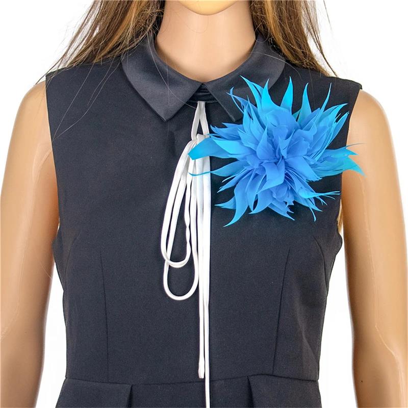 Fashion Cloth Feather Brooch Fabric Flower Corsage Exquisite Lapel Pin for Women Accessories Wedding Party Jewelry