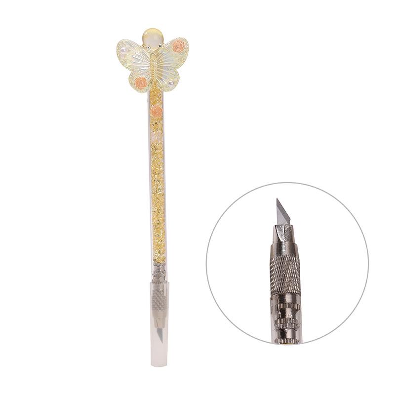 Exquisite Handmade Crushed Stone Butterfly Carving Pen Knife for Journals