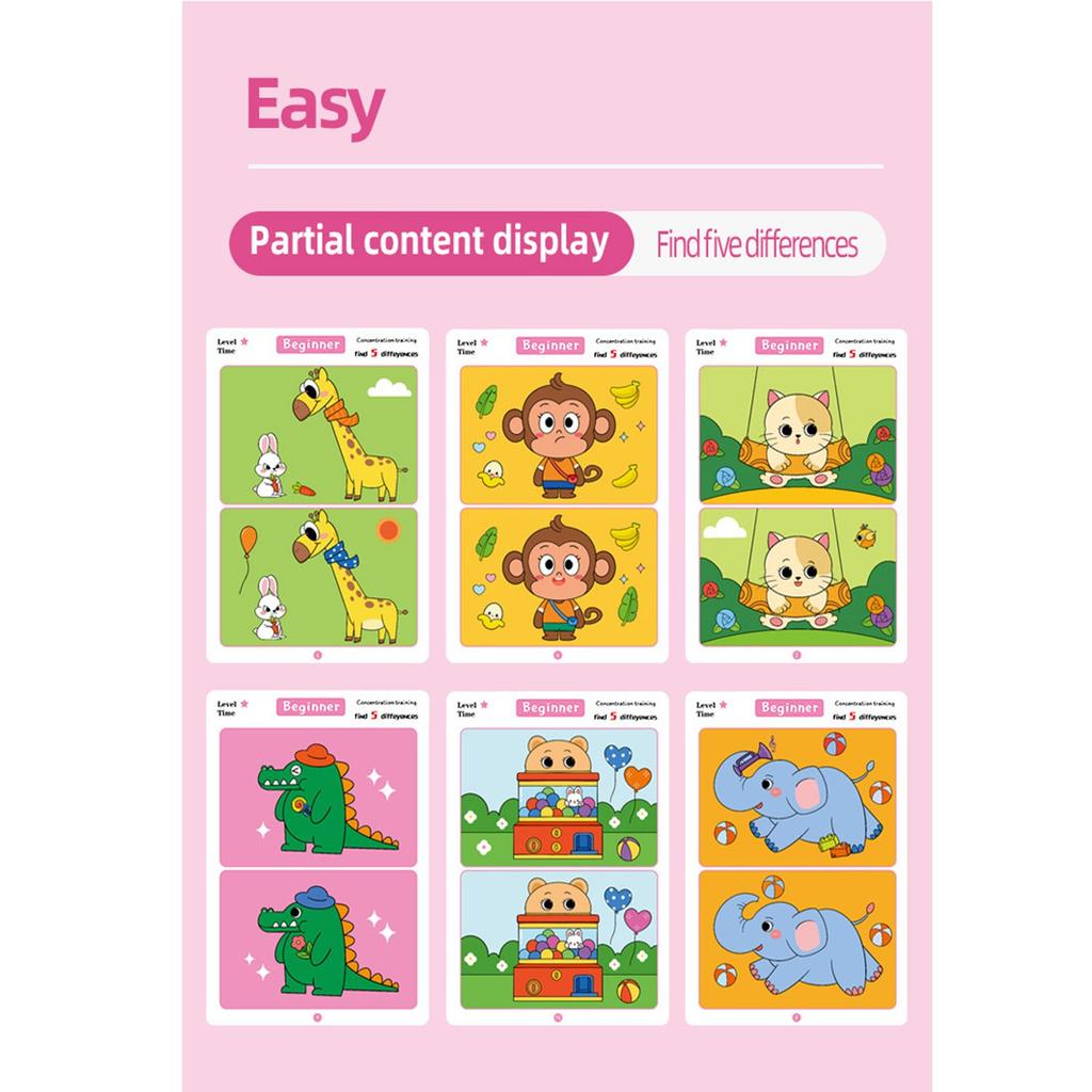 Focus Training Find Difference Card Board Game Educational Toy Card Attention Early Education Enlightenment Picture