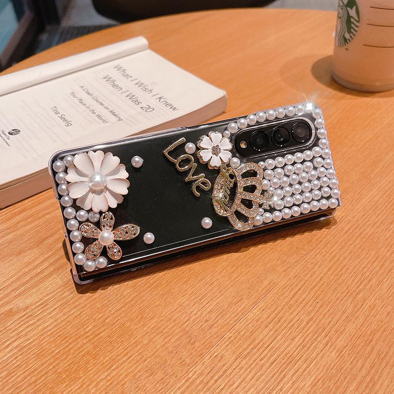 Diy Diamond Phone Case For Samsung Galaxy Z Fold 3 4 Luxury Bling Rhinestone Clear Hard Cover For Galaxy Z Fold 2